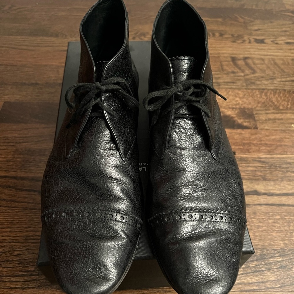 Balenciaga Black Leather Ankle Boots Size 44